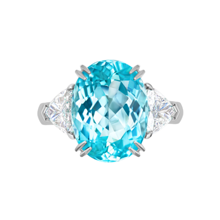 Кольцо с турмалином параибой и бриллиантами, белое золото 2