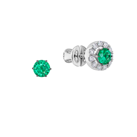 Пусеты с изумрудами и бриллиантами, белое золото 4