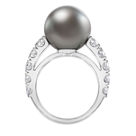 Кольцо с бриллиантами и жемчугом, белое золото 3