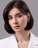 Серьги с сапфирами и бриллиантами, белое золото