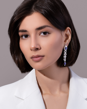 Серьги с танзанитами и бриллиантами, белое золото 3