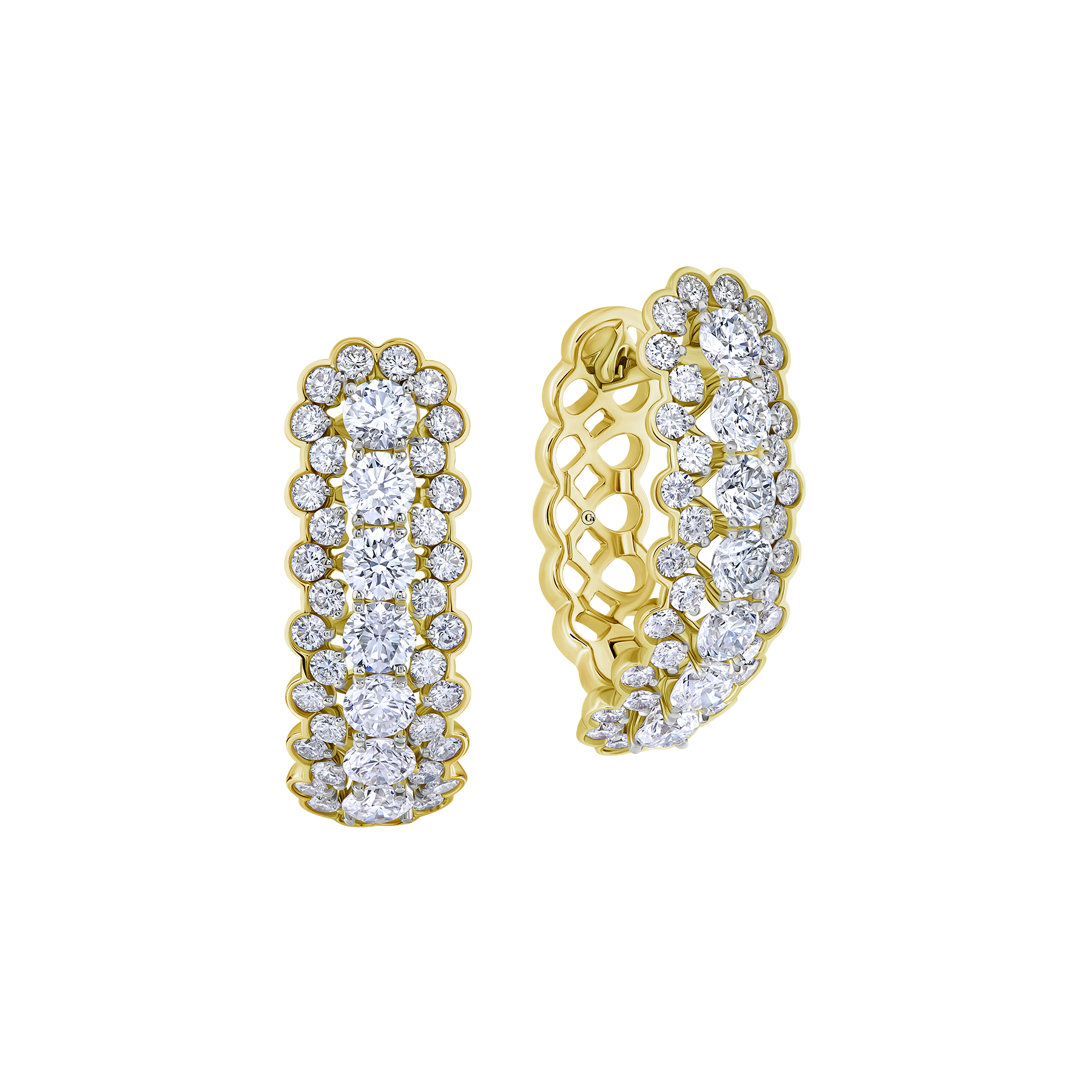 Diamond earrings, yellow gold