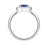 Кольцо с сапфиром и бриллиантами, белое золото