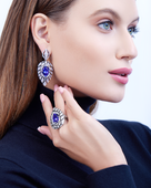 Серьги с танзанитами и бриллиантами, белое золото