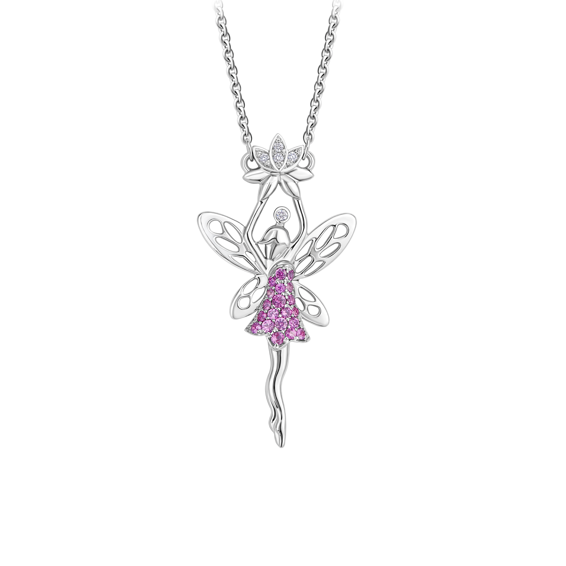 Колье с розовыми сапфирами и бриллиантами, белое золото