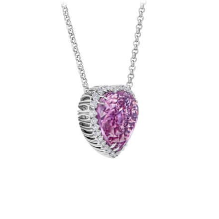 Колье с кунцитом и бриллиантами, белое золото 2