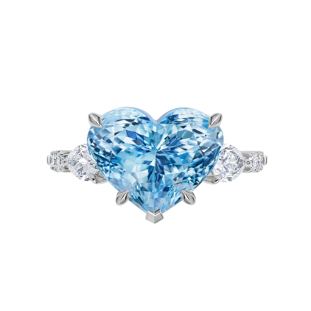 Кольцо с аквамарином и бриллиантами, белое золото 2