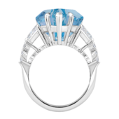 Кольцо с аквамарином и бриллиантами, белое золото