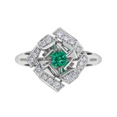 Кольцо с изумрудом и бриллиантами, белое золото