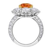 Кольцо со спессартином и бриллиантами, белое золото