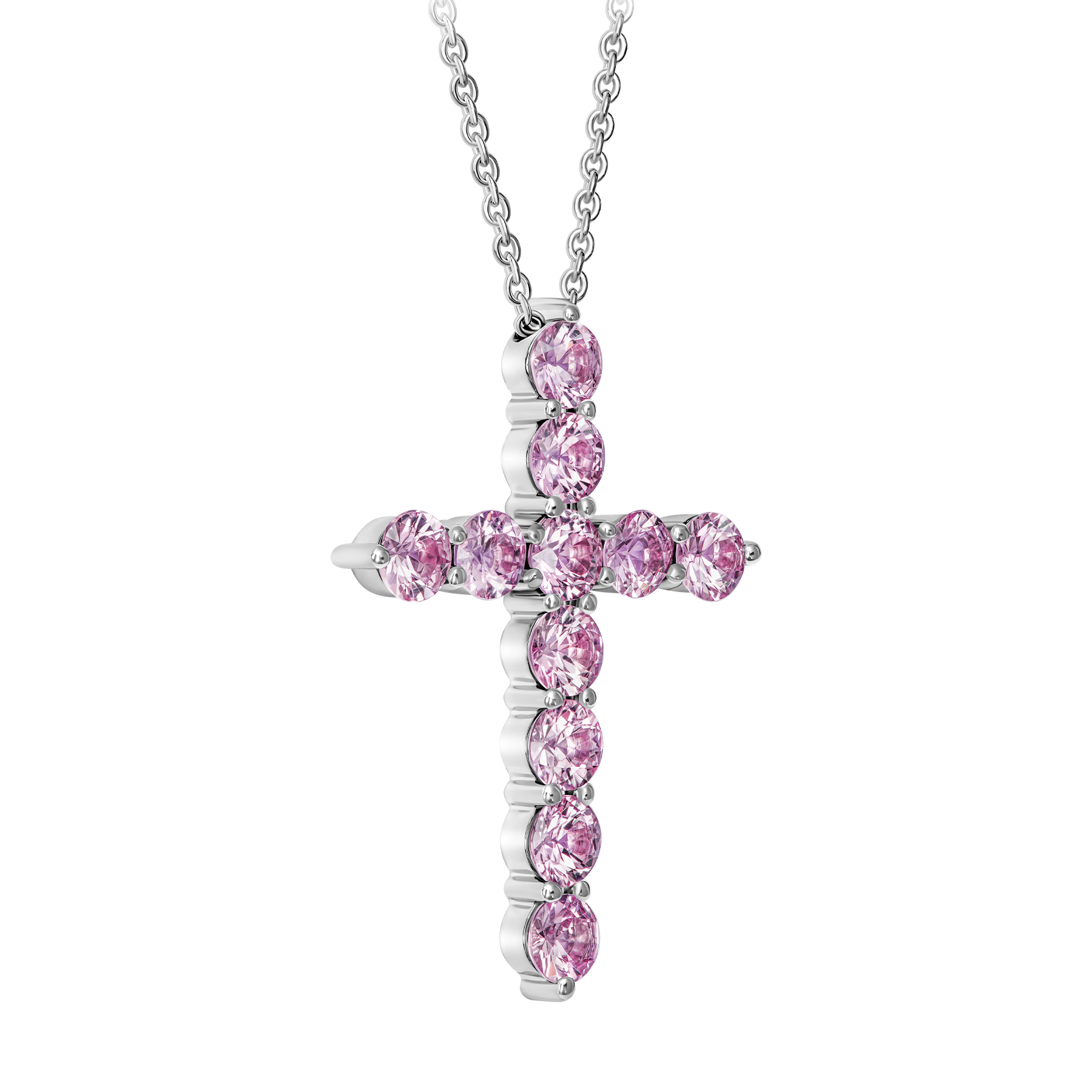 Колье с розовыми сапфирами, белое золото