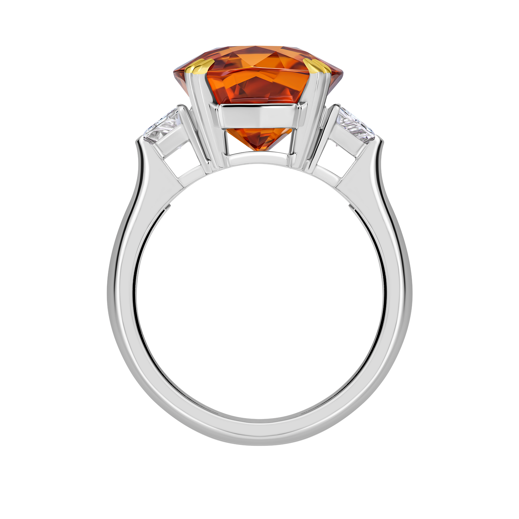 Кольцо со спессартином и бриллиантами, белое золото
