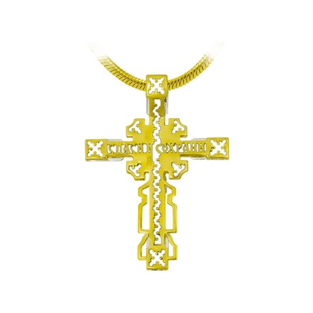 Подвес крест с бриллиантами, желтое золото, н.керамика 2
