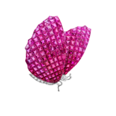 Брошь с рубинами и бриллиантами, белое золото