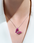 Подвес с рубинами, розовыми сапфирами и бриллиантами, белое золото