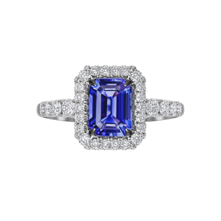 Кольцо с танзанитом и бриллиантами, белое золото 2