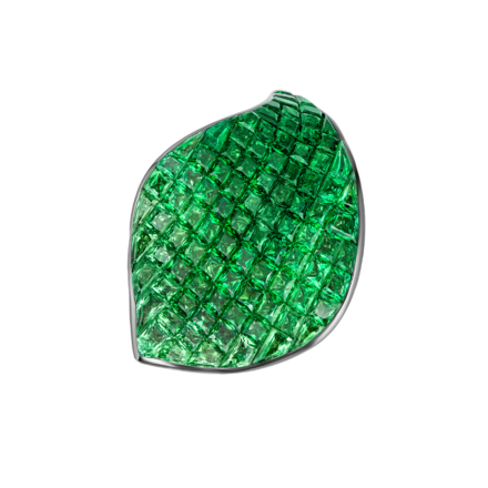 Кольцо с тсаворитами и бриллиантами, белое золото 2