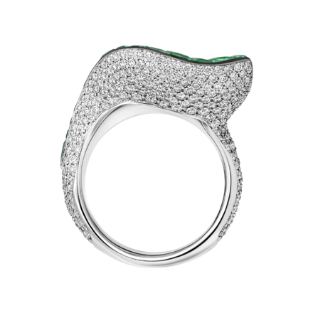 Кольцо с тсаворитами и бриллиантами, белое золото 3