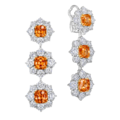 Earrings with spessartines and diamonds, white gold