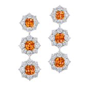Earrings with spessartines and diamonds, white gold