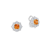 Earrings with spessartines and diamonds, white gold
