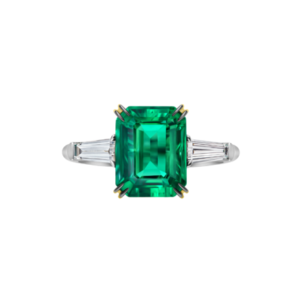 Кольцо с изумрудом и бриллиантами, белое золото 2