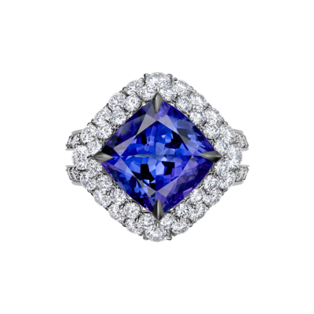 Кольцо с танзанитом и бриллиантами, белое золото 3