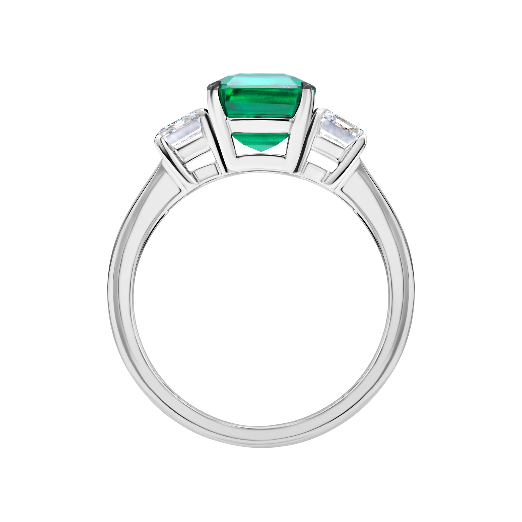 Кольцо с изумрудом и бриллиантами, белое золото