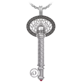 Подвес с рубином и бриллиантами, белое золото