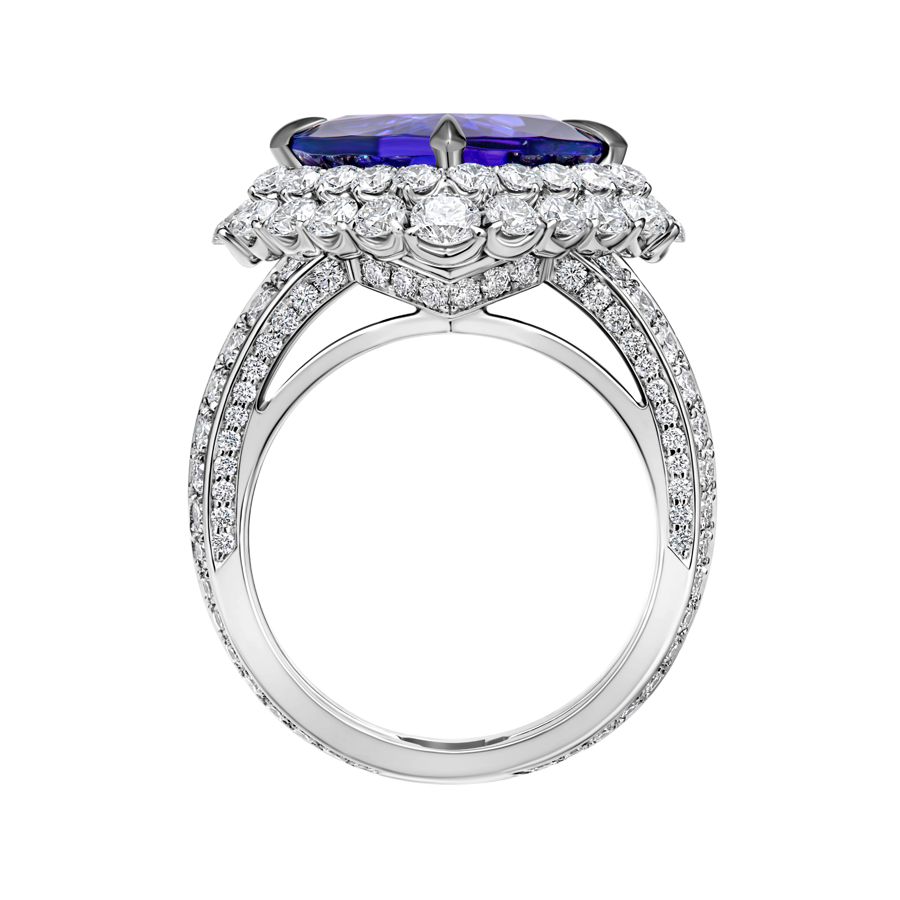 Кольцо с танзанитом и бриллиантами, белое золото