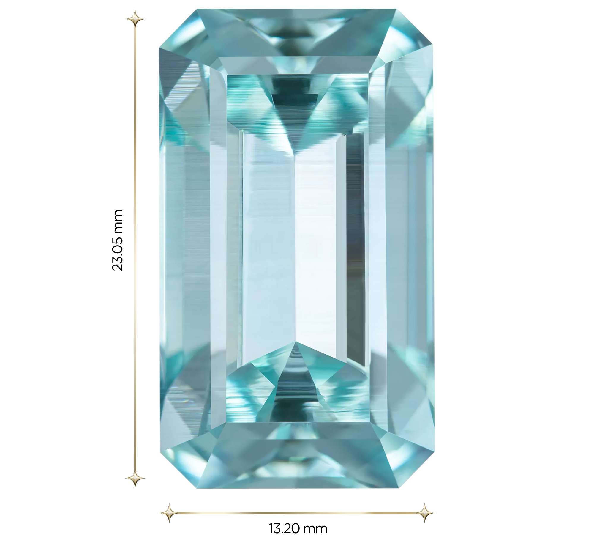 Аквамарин, Изумрудная огранка, 27,60 ct