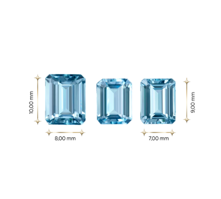 Сет из трёх аквамаринов, Октагон, 1 шт. 2,92 ct/ 2 шт. 4,10 ct 3
