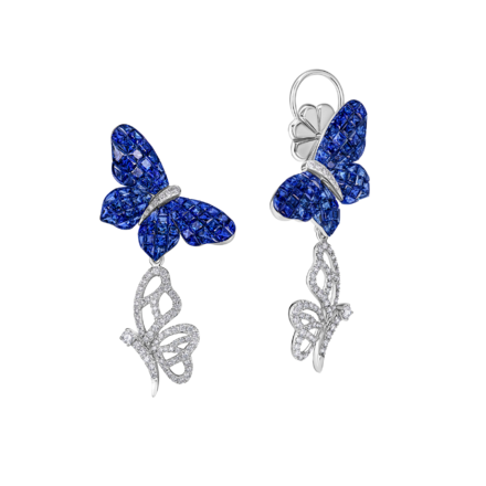 Серьги с сапфирами и бриллиантами, белое золото