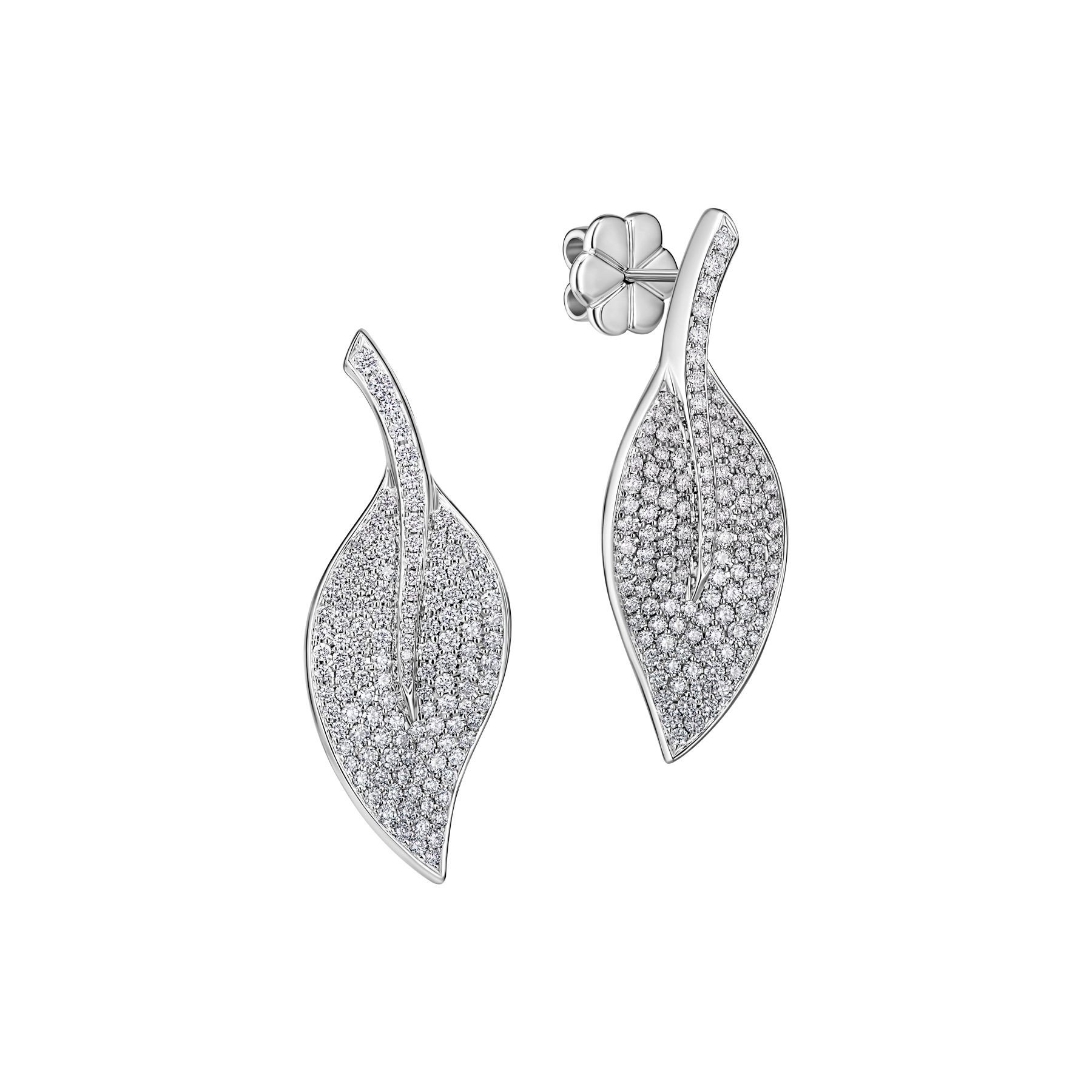 Пусеты с бриллиантами, белое золото