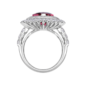 Кольцо с турмалином рубеллитом и бриллинтами, белое золото