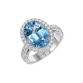 Кольцо с аквамаринами и бриллиантами, белое золото