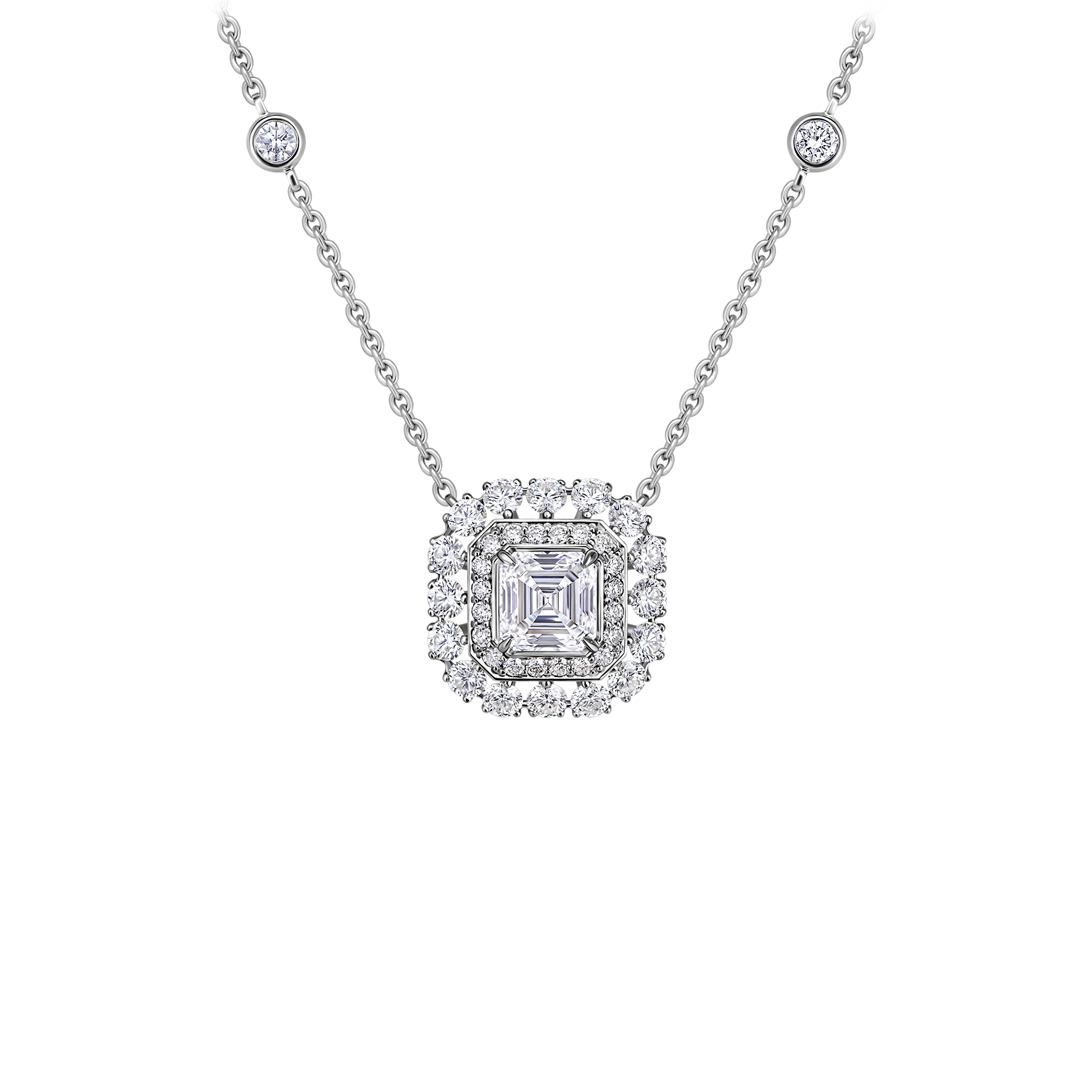 Колье с бриллиантами, белое золото