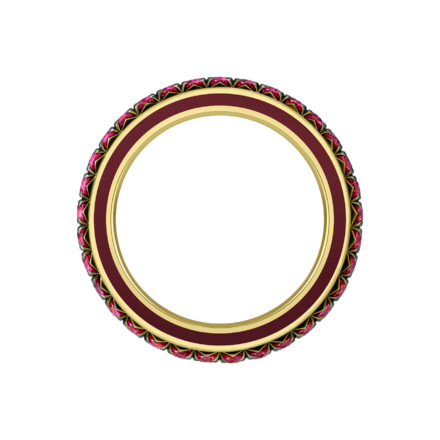 Обручальное кольцо с рубинами, желтое золото 3