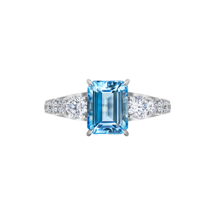 Кольцо с аквамарином и бриллиантами, белое золото 2