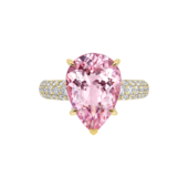 Кольцо с морганитом и бриллиантами, жёлтое золото