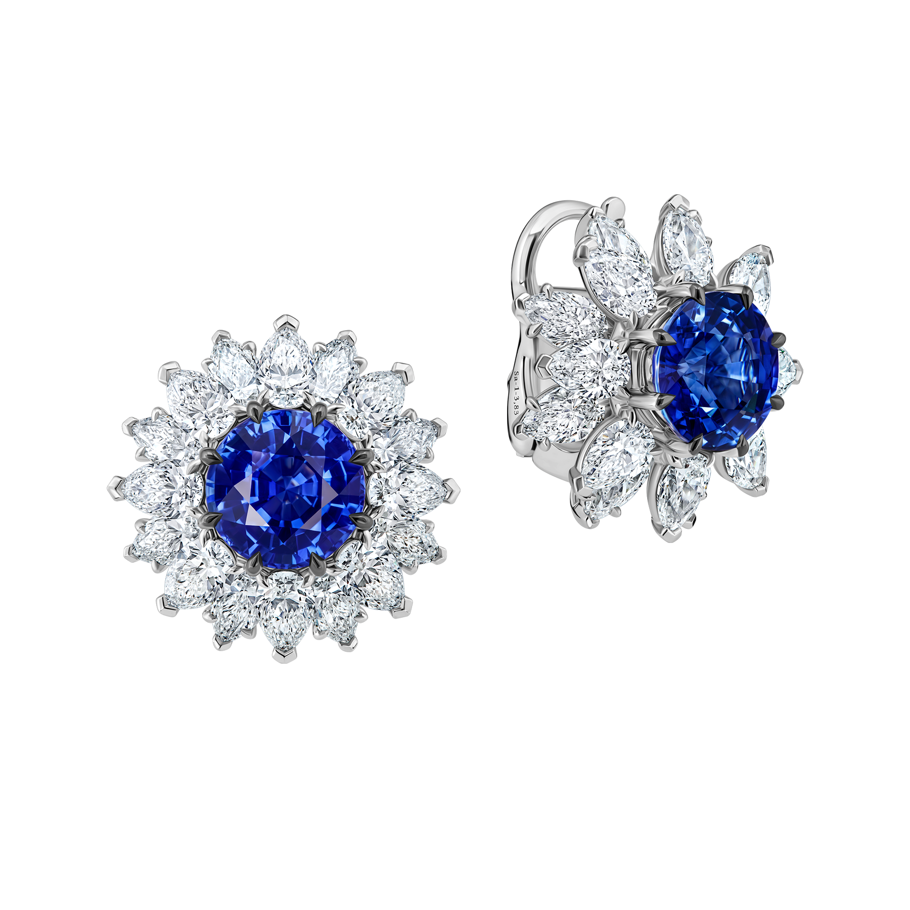 Серьги с сапфирами и бриллиантами, белое золото