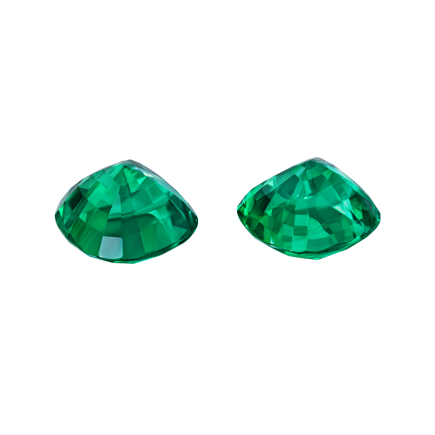 Сет из двух изумрудов, Кушон, 4,24ct/ 4,41ct
