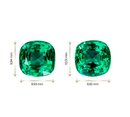 Сет из двух изумрудов, Кушон, 4,24ct/ 4,41ct 3