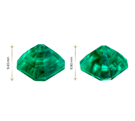 Сет из двух изумрудов Muzo Green, COLOMBIA, Октагон, 9,05ct /8,13ct 4
