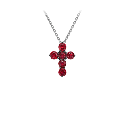 Колье с рубинами, белое золото