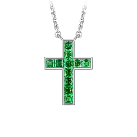 Колье с тсаворитами, белое золото