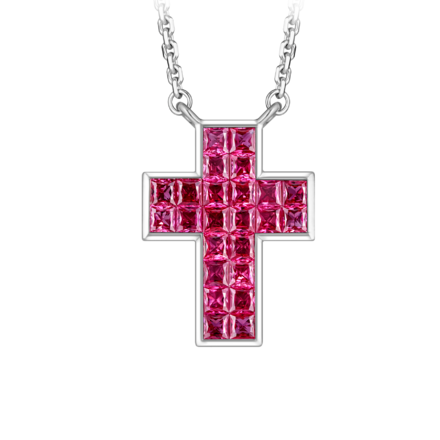 Колье-подвес с рубинами, белое золото