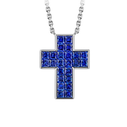 Колье с сапфирами, белое золото