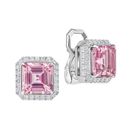 Серьги с морганитами и бриллиантами, белое золото