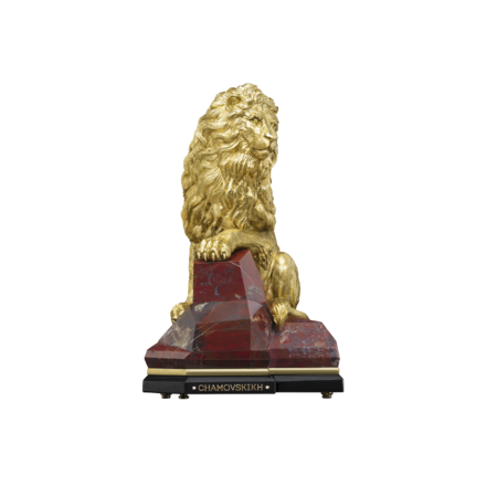 Настольная скульптура «Лев» с золочением
